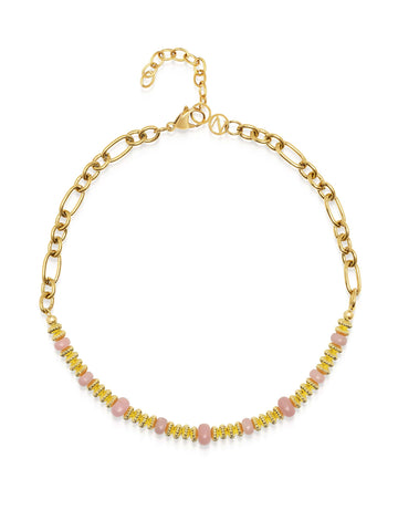 Nialaya Women's Necklace Chain Choker with Rose Quartz Chain Choker with Rose Quartz 18 Inches / 45.7 cm WNECK_326